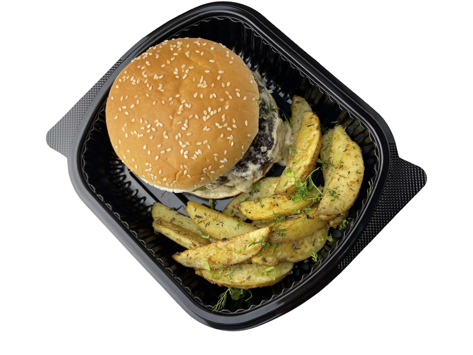 Beef Burger Meal With Mushroom Sauce