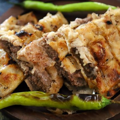 Hawawshi with mozzarella cheese