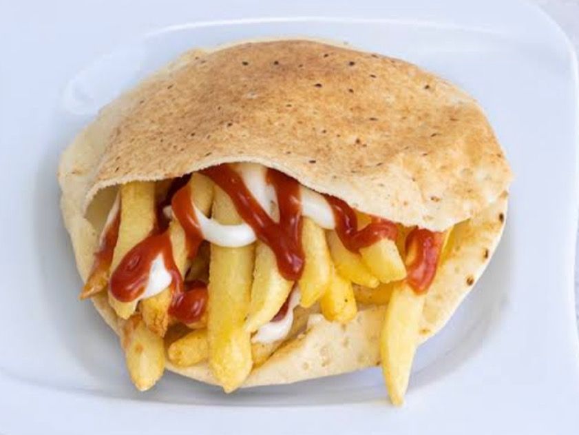 French Fries With Ketchup And Mayonnaise