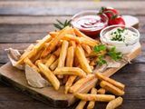 French Fries With Ketchup And Mayonnaise