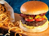 Beef Burger With Beef Bacon Sandwich