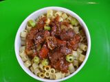 oriental sausage pasta with red sauce