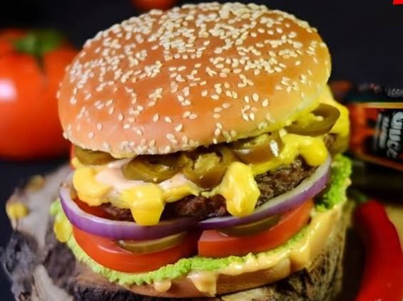 Blue Mustard Burger Sandwich