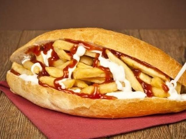 french fries with Ketchup and mayonnaise Sandwich