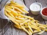 french fries with ketchup and mayonnaise