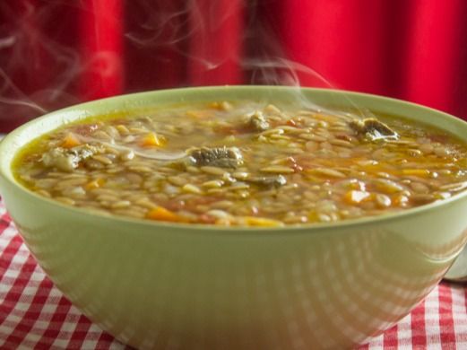 Orzo With Meat Pieces Soup