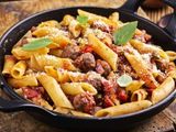 pasta with meat shawerma pan