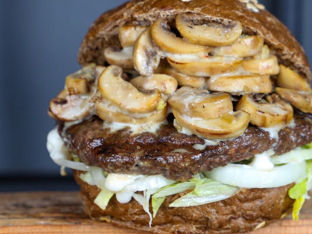 Creamy mushroom burger