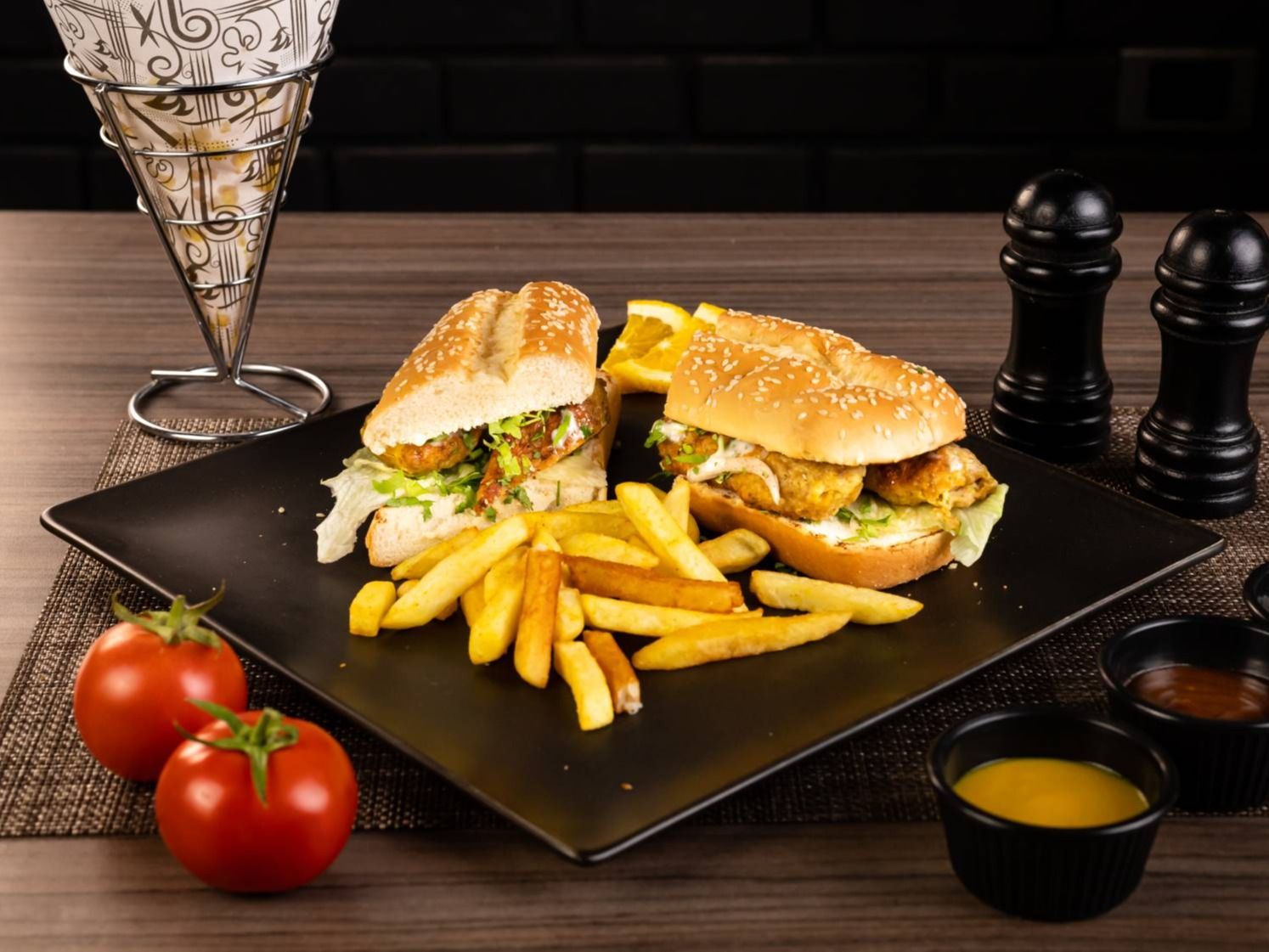 Grilled Chicken Kofta On Wood Sandwich
