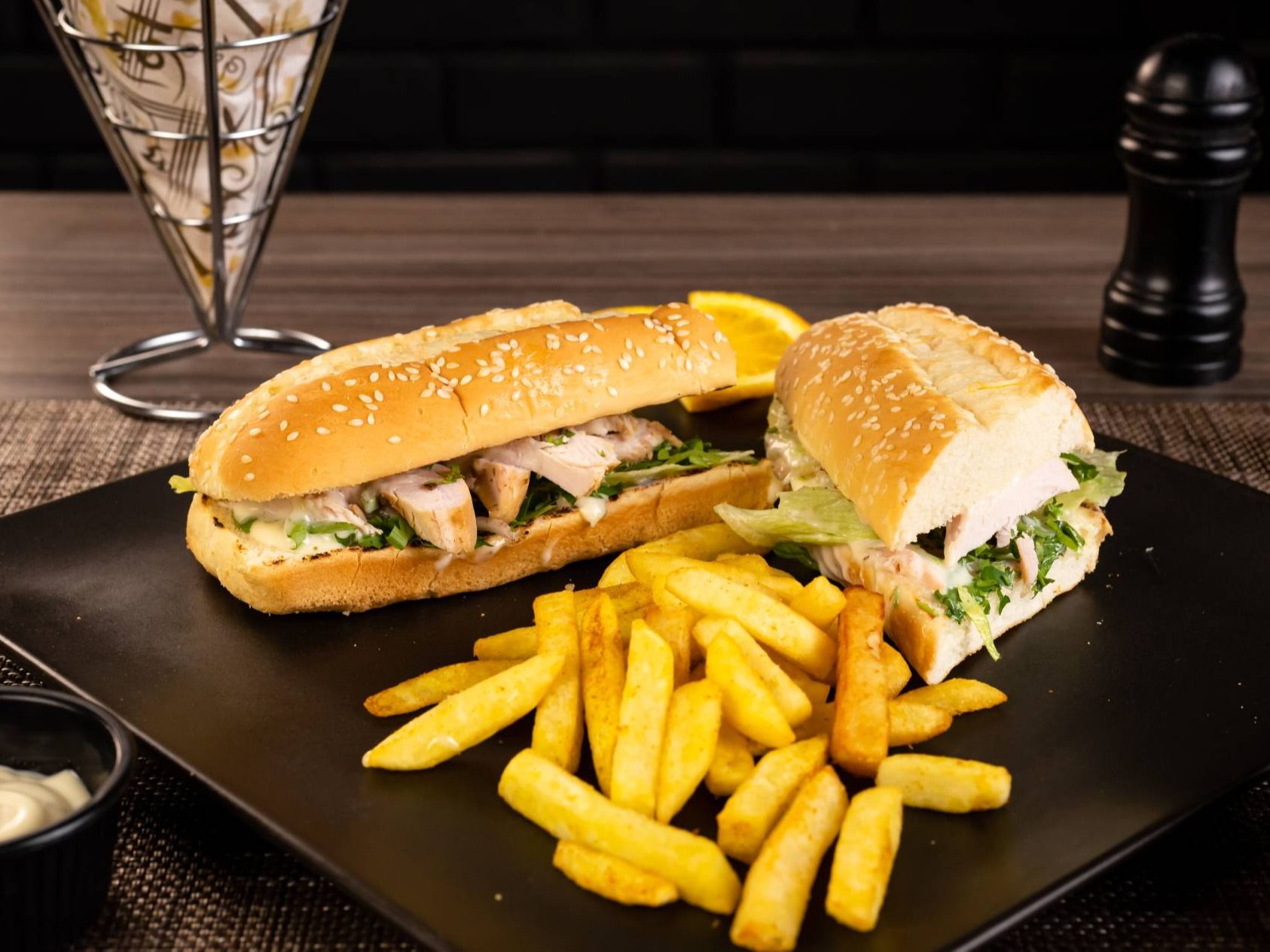 Cold Grilled Chicken Breast On Wood Sandwich