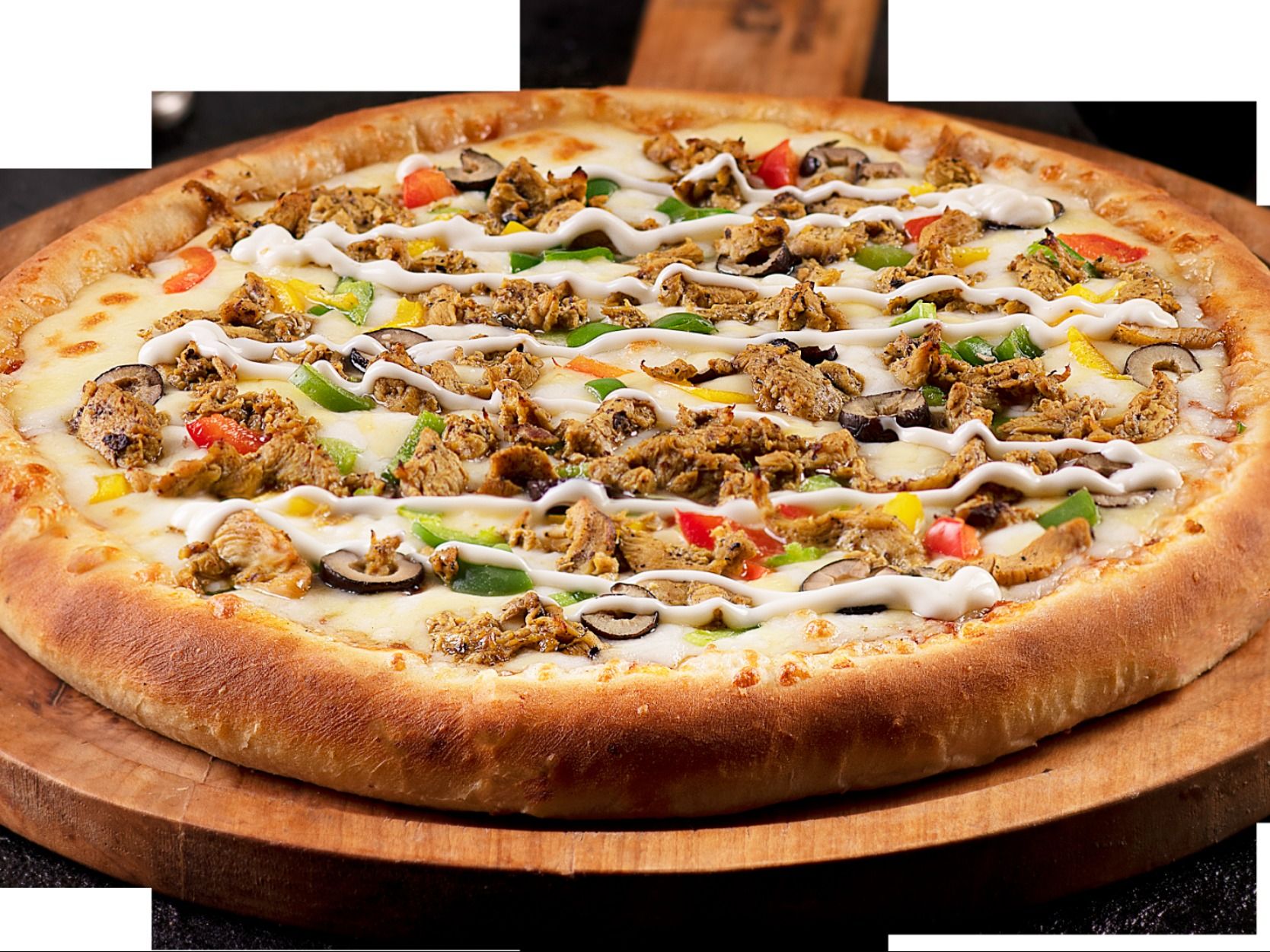 Chicken Ranch Pizza .