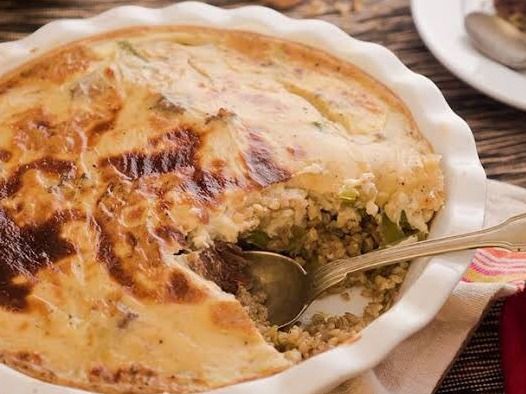 Grits Cassorle With Minced Meat And Bechamel