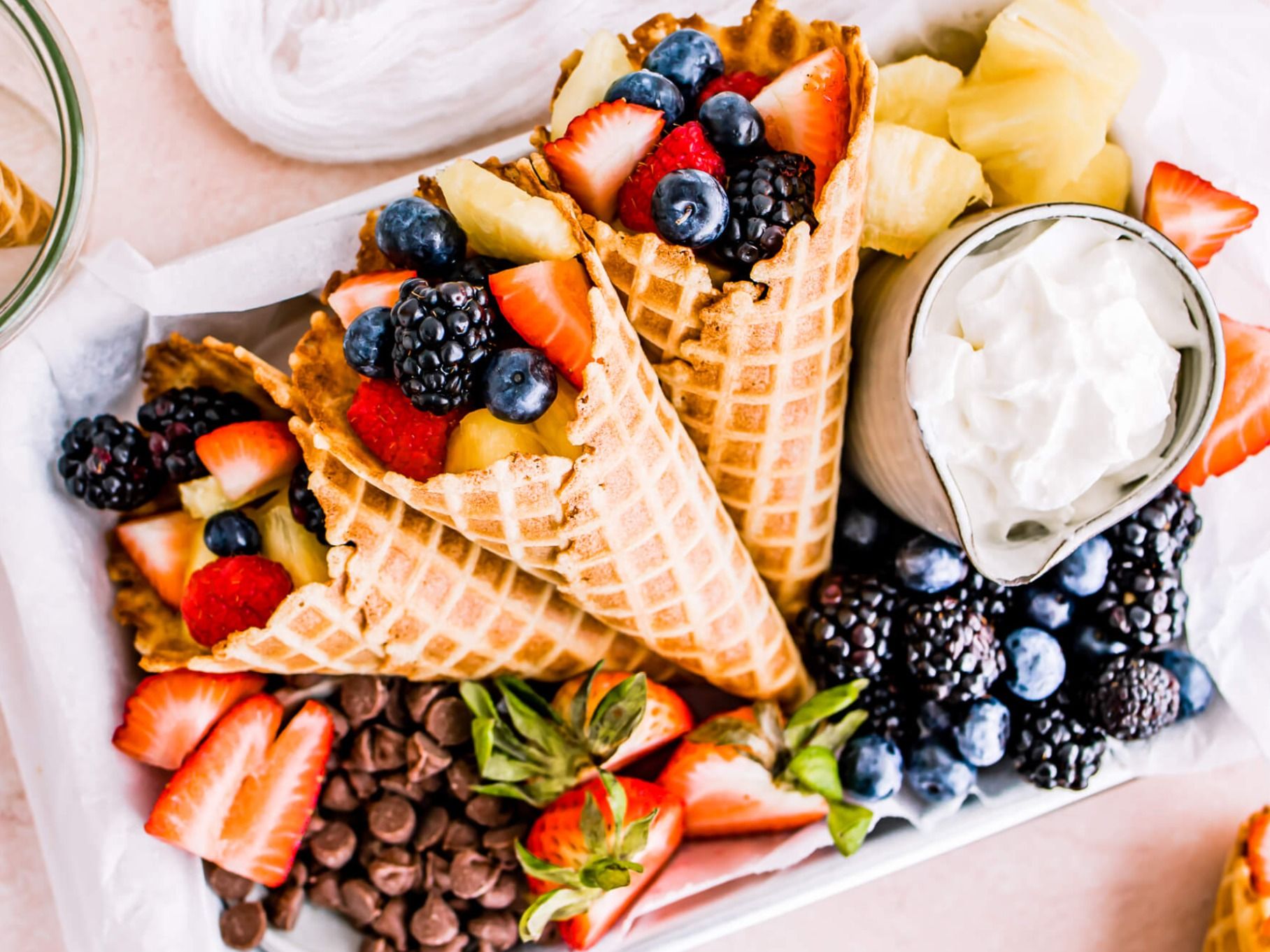 Mix Fruit Salad Waffle