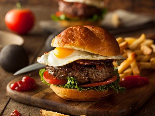 Omlette Beef Burger Sandwich.