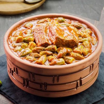 Okra With Mutton Meat Casserole