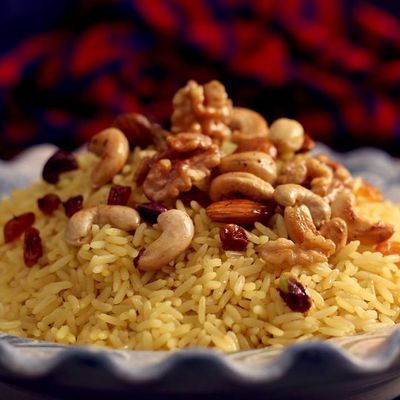 Basmati rice with saffron and nuts