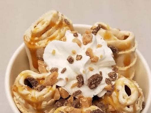 Caramel ice cream roll