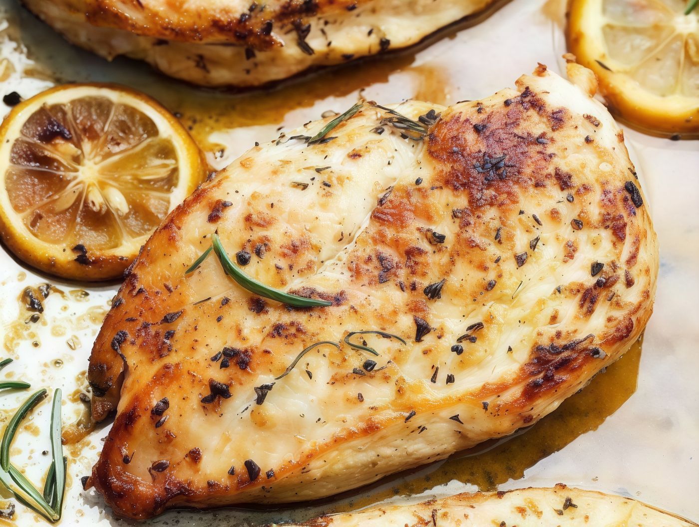1/2 Grilled Chicken Breasts Slices On Charcoal