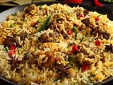 Pressured Cooked Rice With Shambri Meat Dish Meal