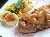 Fillet mushroom with rice Dish