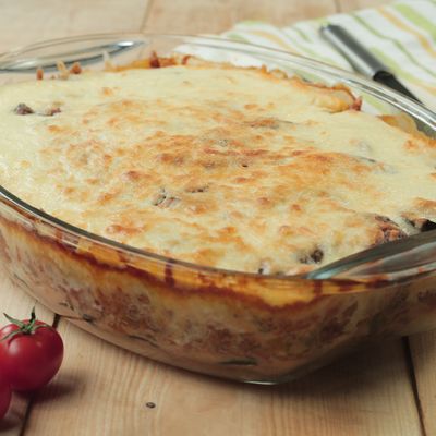 Mesakaa with meat and Bechamel sauce Casserole