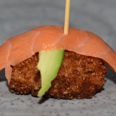 Fried Crispy Rice With Salmon