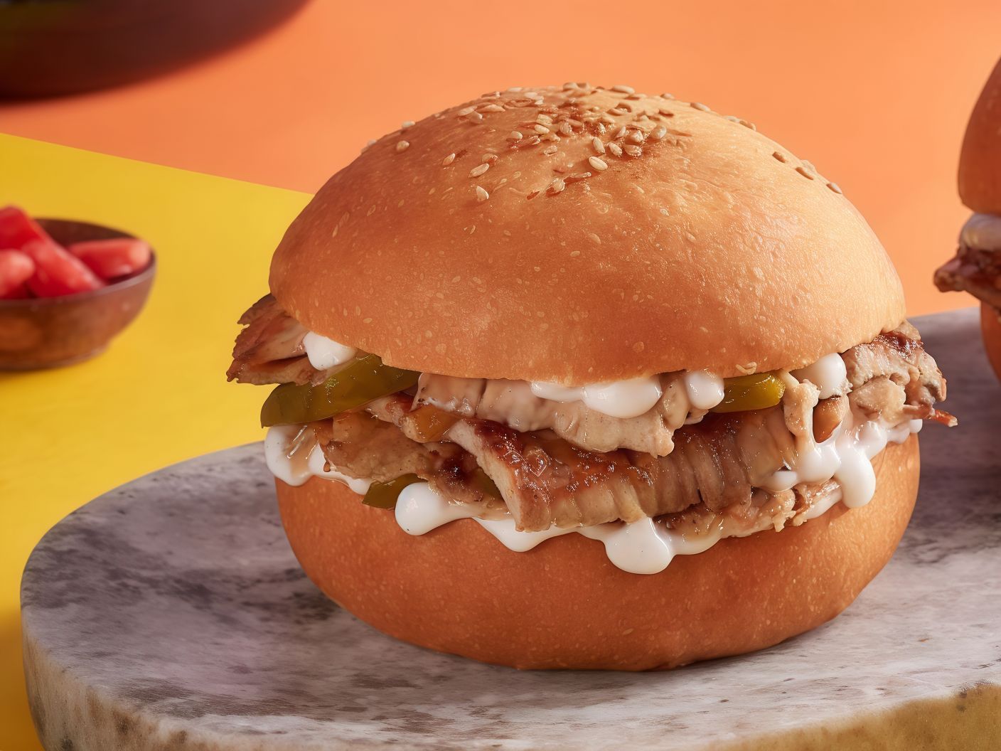 Bun Chicken Shawerma Sandwich