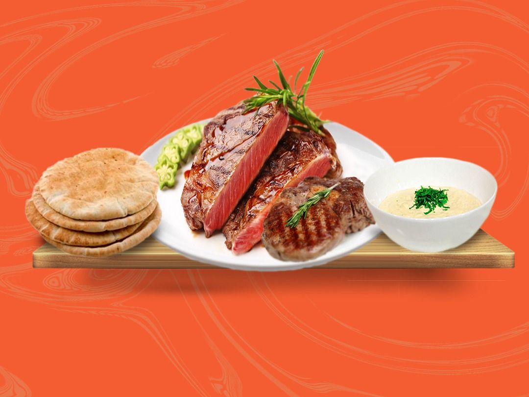 Grill Stek With Bread And Tehena