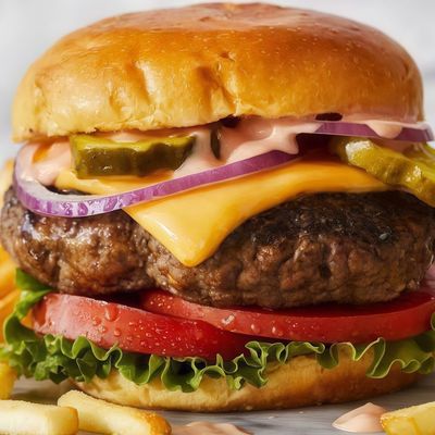 Beef Burger With Cheese Sandwich