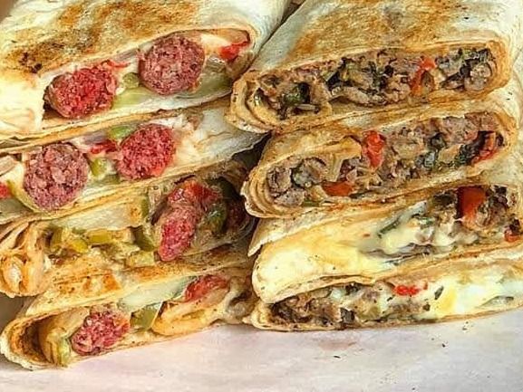 Fries with Sausage Syrian Sandwich