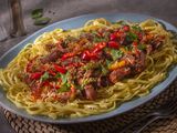 Spaghetti Pasta With Tomato Sauce And Sausage