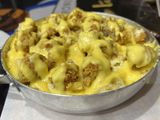 Crispy Chicken With Cheddar Sauce Pasta