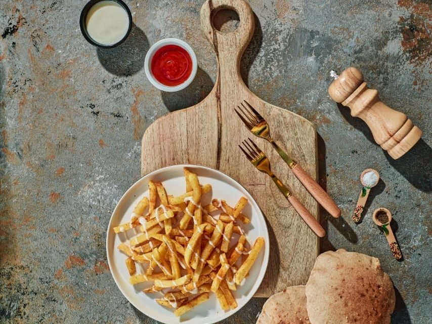 potatoes with Mayonnaise and ketchup
