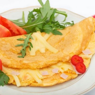 Omelette sandwich with roumy cheese