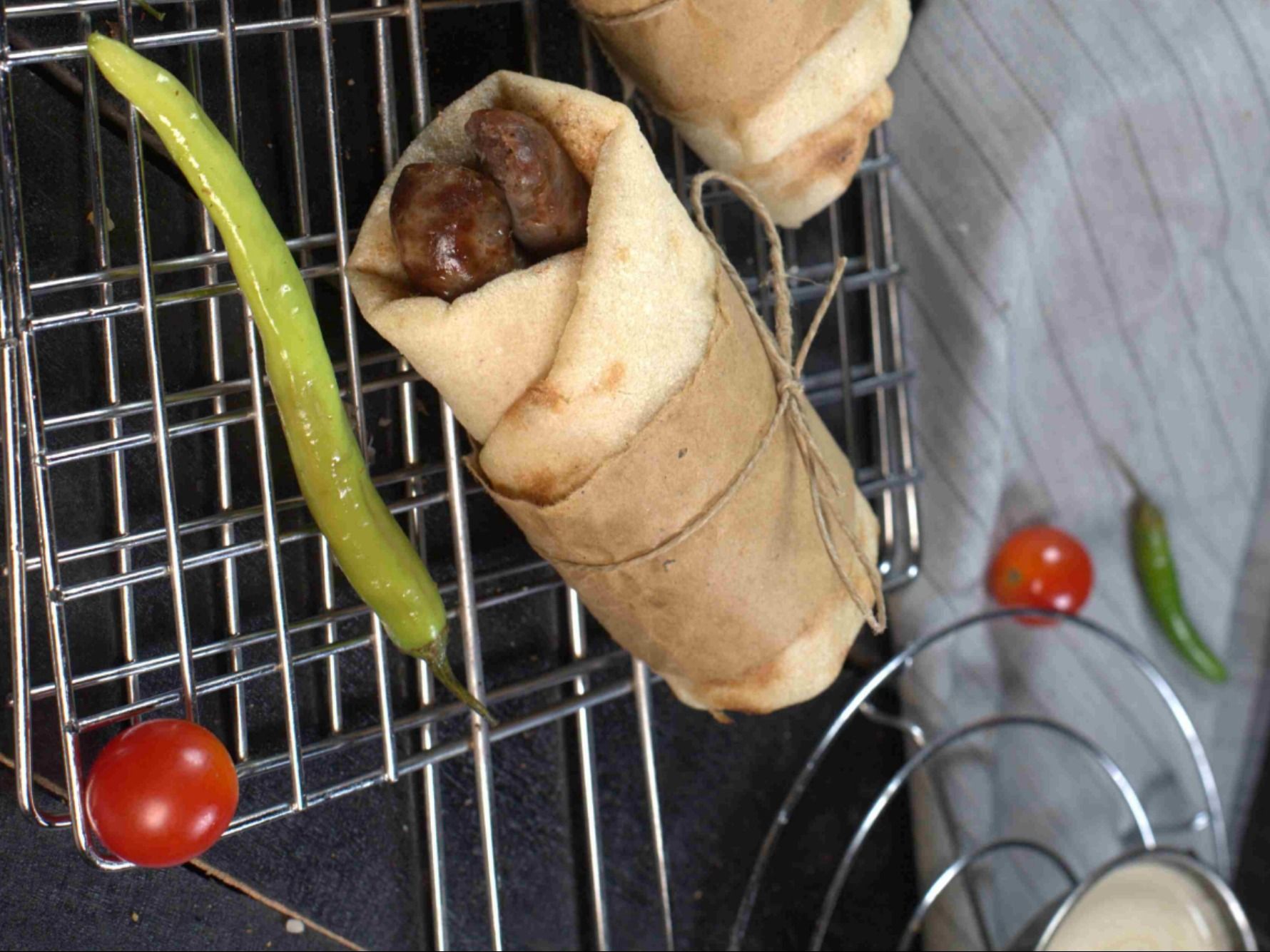 Grilled sausage sandwich