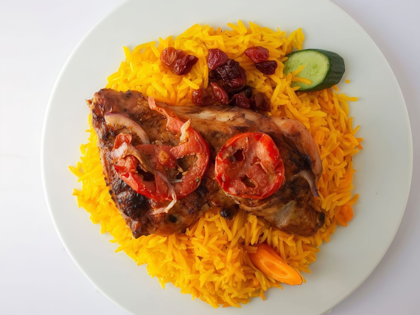 Quarter Grilled Thigh, Rice, Salad