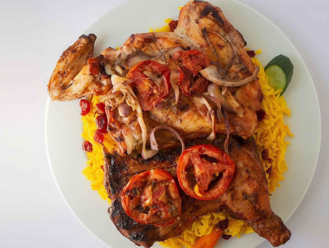 1/2 Grilled Chicken And Rice And Sauce