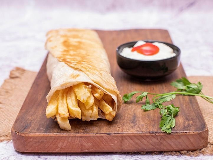 French Fries With Ketchup And Mayonnaise Sandwich