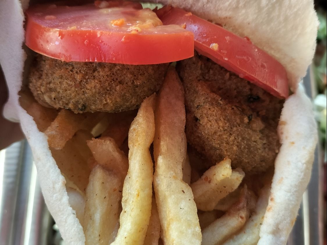 taamia with french fries sandwich