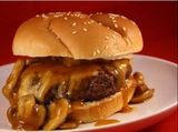 Beef Burger With Mushroom And Cheese Sandwich