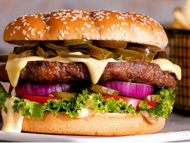 Fire Mega Beef Burger With Cheese Sandwich