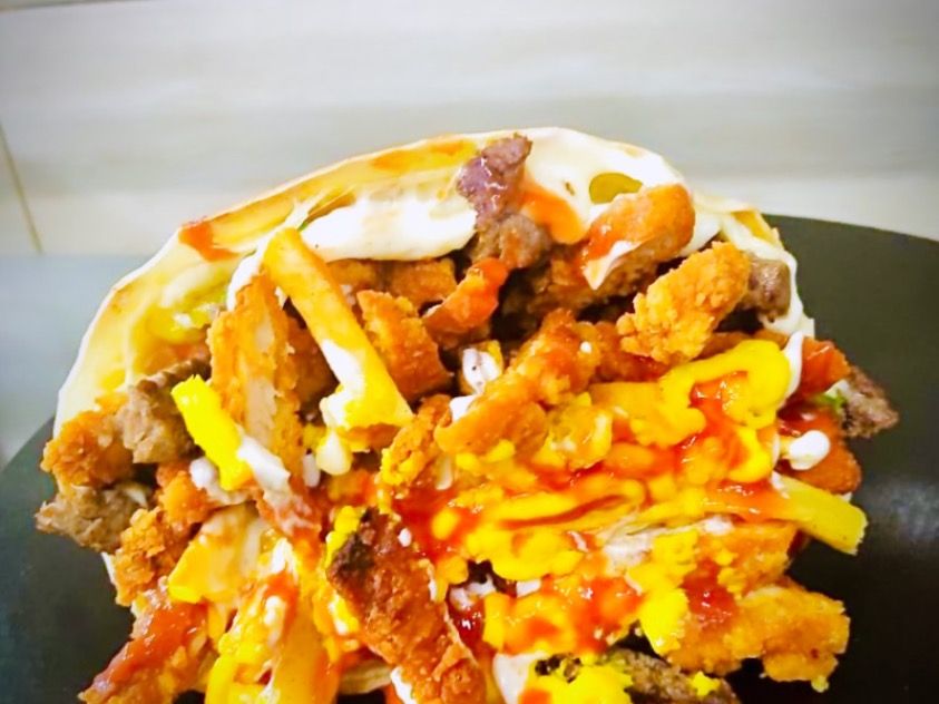 Crispy Chicken And French Fries Crepe