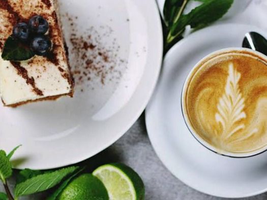 Cheese Cake And Single Cappucino