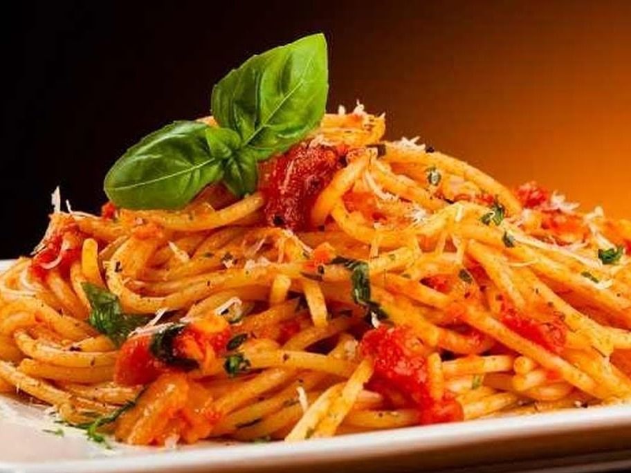 Seafood Pasta Red Sauce With Mozzarella Cheese