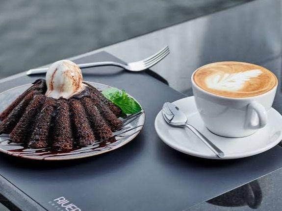 Molten Cake And Single Cappuccino