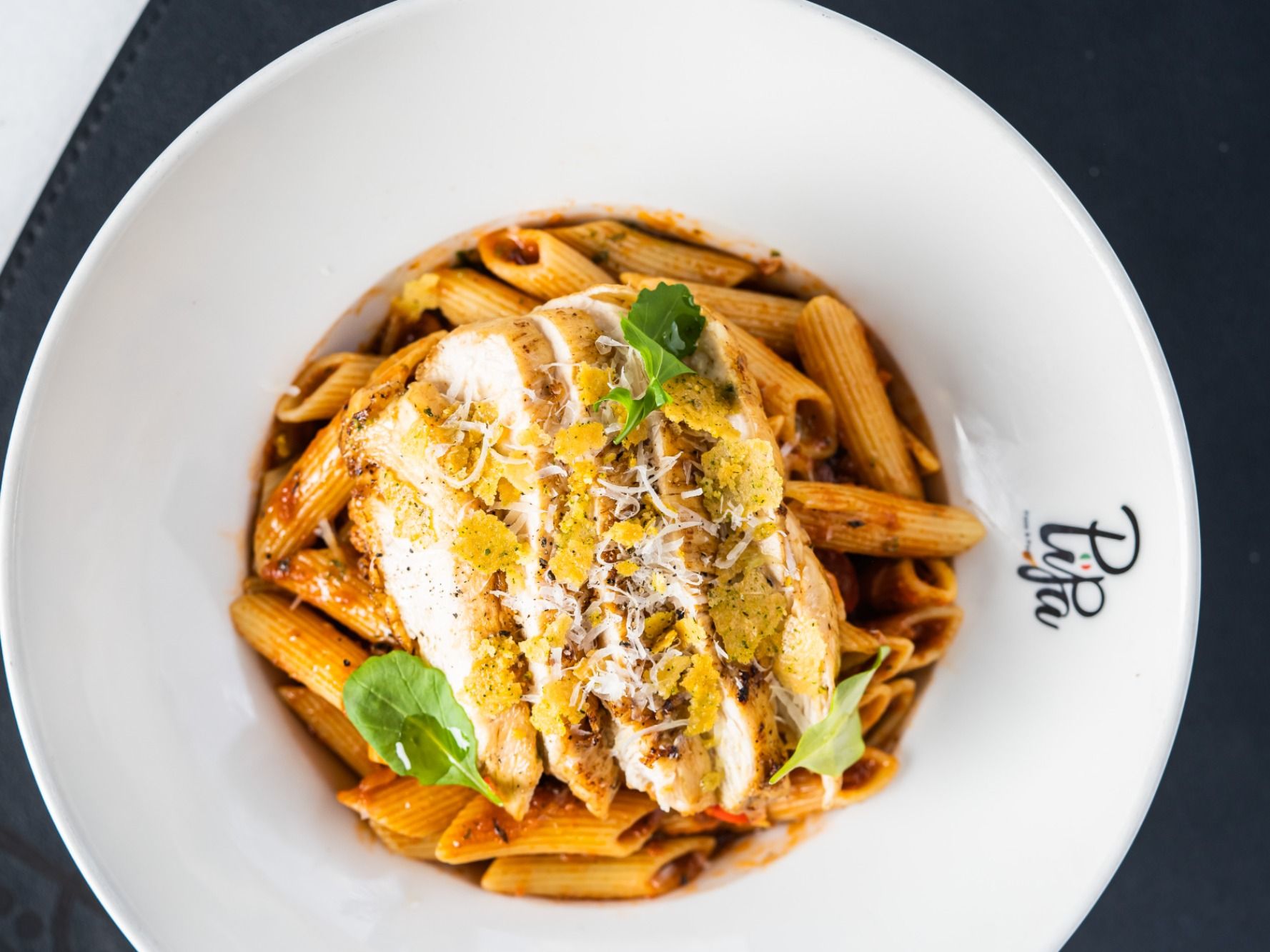 Penne And Marinated Grilled Chili Chicken