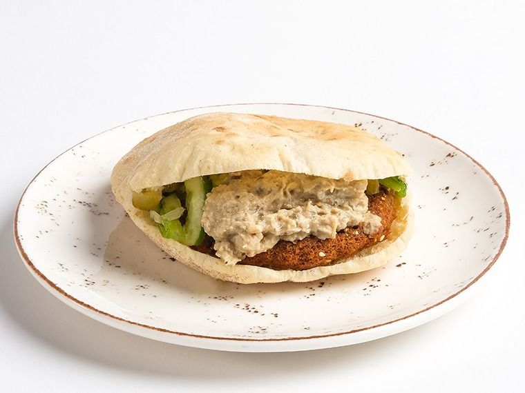 Falafel with Baba Ghannoug sandwich