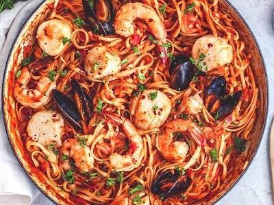 Spaghetti Pasta Red Sauce Seafood
