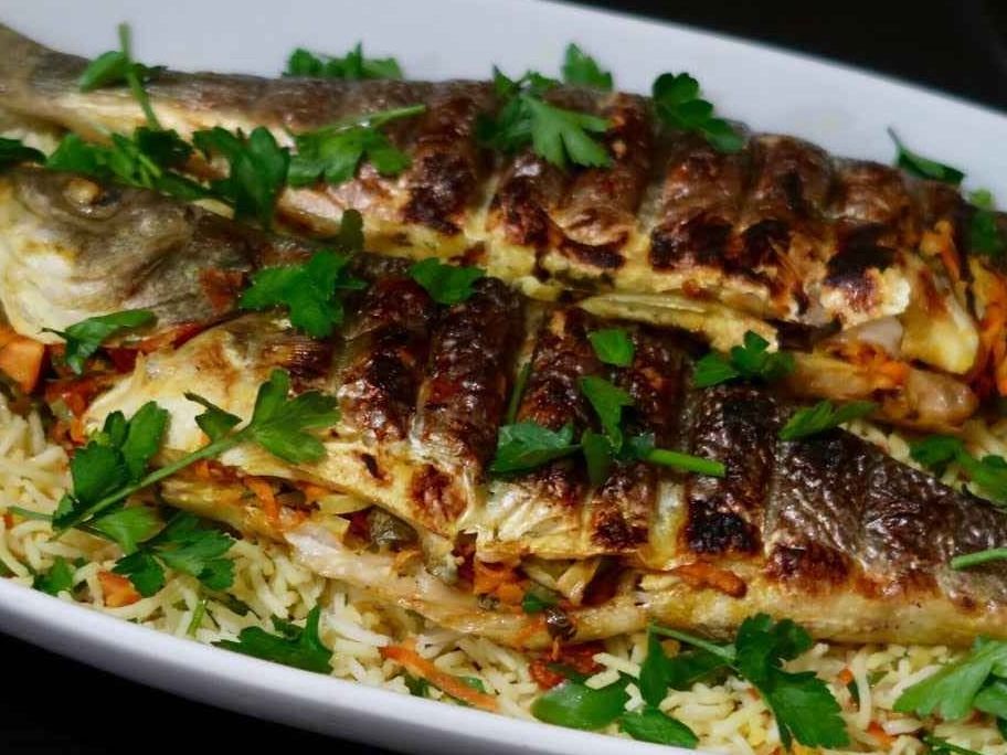 Sea Bass Fish With Seafood Meal