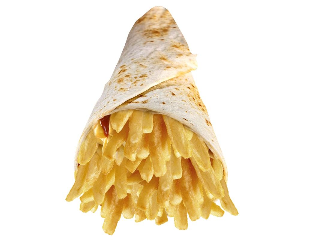 French Fries Syrian Bread Sandwich